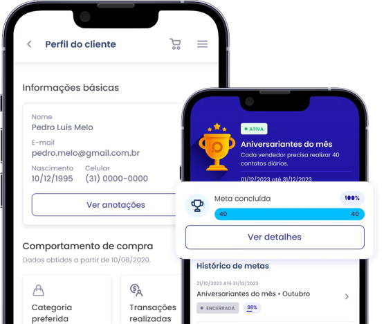 Smartphone mostrando na tela a ferramenta Dito Agenda (CRM com WhatsApp Integrado).